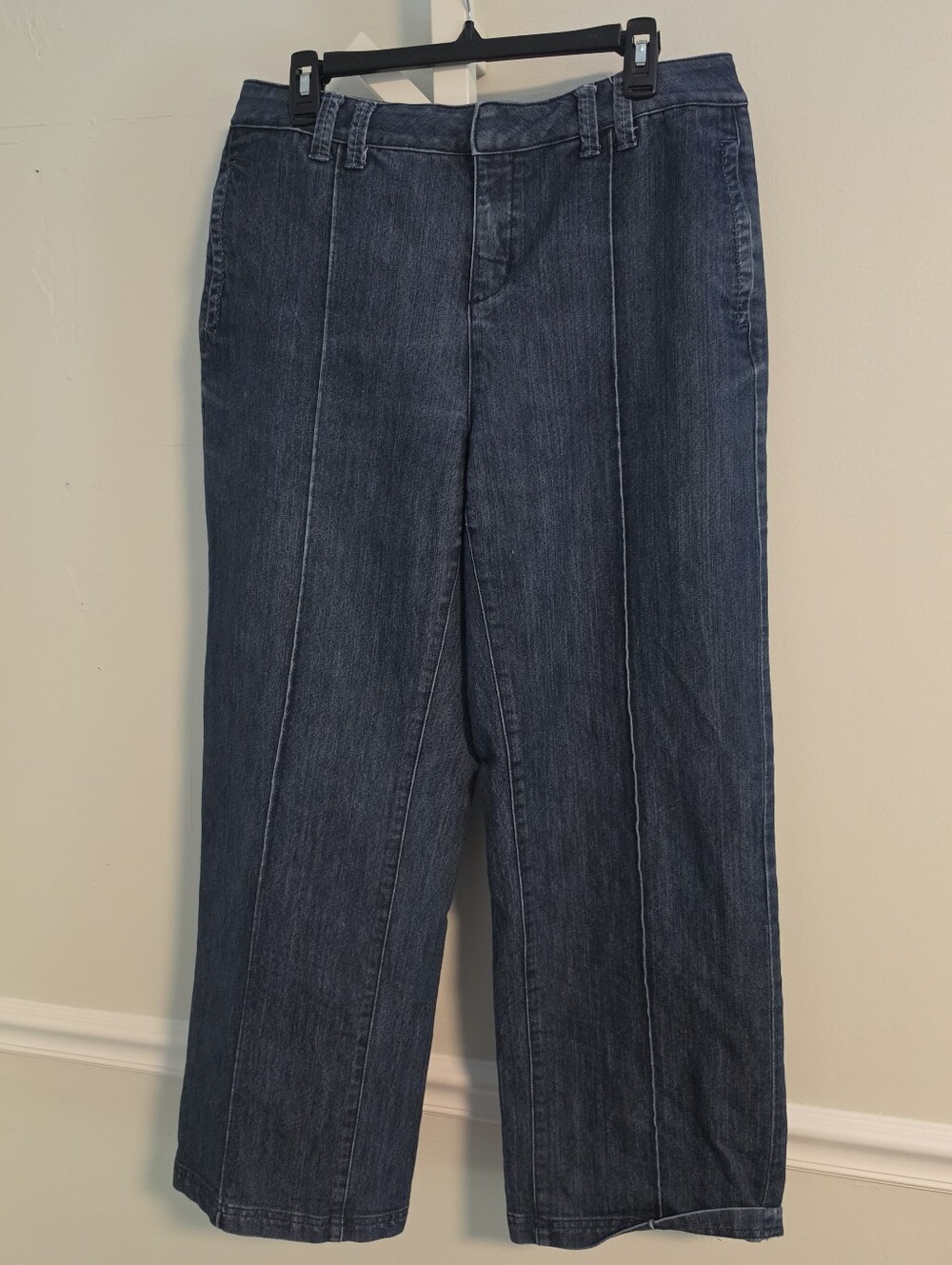 Coldwater Creek Lightweight Denim Wide Leg Trousers Dark Wash‎ Size 12